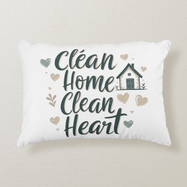 Clean Home Clean Heart| Minimalistisch woonkussen Accent Kussen (Voorkant)