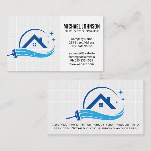 Clean Home Sweeping | Badkamer Tegels Visitekaartje (Voorkant / Achterkant)