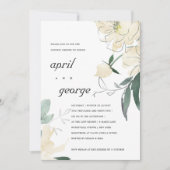 CLEAN IVORY GREEN FLORAL COUPLES SHOWER INVITE BEDANKKAART (Voorkant)
