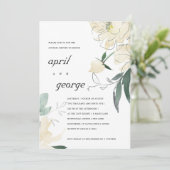 CLEAN IVORY GREEN FLORAL COUPLES SHOWER INVITE BEDANKKAART (Staand voorkant)