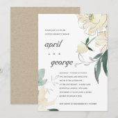 CLEAN IVORY GREEN FLORAL COUPLES SHOWER INVITE BEDANKKAART (Voorkant / Achterkant)