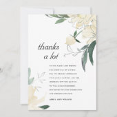 CLEAN IVORY GREEN WATERVERF FLORAL WEDING THANK BEDANKKAART (Voorkant)