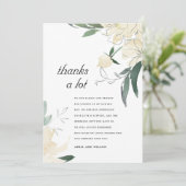 CLEAN IVORY GREEN WATERVERF FLORAL WEDING THANK BEDANKKAART (Staand voorkant)