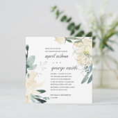 CLEAN IVORY WHITE FLORA POST WEDDING BRUNCH INVITE BEDANKKAART (Staand voorkant)