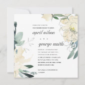 CLEAN IVORY WHITE FLORA POST WEDDING BRUNCH INVITE BEDANKKAART (Voorkant)