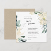 CLEAN IVORY WHITE GREEN FLORA GENDER REVEAL INVITE BEDANKKAART (Voorkant / Achterkant)