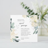 CLEAN IVORY WHITE GREEN FLORA GENDER REVEAL INVITE BEDANKKAART (Staand voorkant)