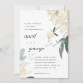 CLEAN IVORY WITTE WATERVERF FLORAL WEDDING INVITE BEDANKKAART (Voorkant)