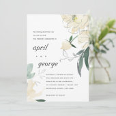 CLEAN IVORY WITTE WATERVERF FLORAL WEDDING INVITE BEDANKKAART (Staand voorkant)