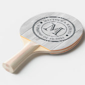 Clean Light Gray Wooden  Wedding Monogram Tafeltennisbatje (Voorkant Gekanteld)
