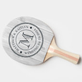 Clean Light Gray Wooden  Wedding Monogram Tafeltennisbatje (Zijkant)