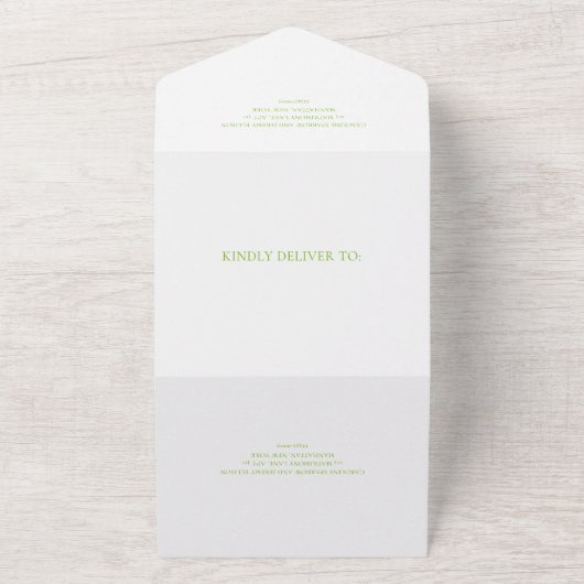 Clean Lime Green Elegant Wedding All In One Uitnodiging (Buitenkant)