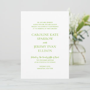 Clean Lime Green Elegant Wedding Kaart