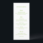 Clean Lime Green Elegant Wedding Menu<br><div class="desc">Elegant huwelijksmenu met een minimale en schone lay-out met de titel in een zeer groot lettertype.</div>