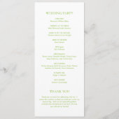 Clean Lime Green Elegant Wedding Programmakaart (Achterkant)