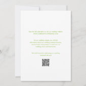 Clean Lime Green QR Code Elegante bruiloft Kaart (Achterkant)