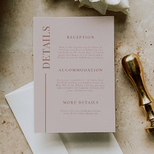 Clean Line Blush Roze Bruiloft Details Informatiekaartje