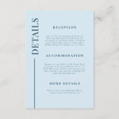 Clean Line Marine Blauw Bruiloft Details Informatiekaartje (Voorkant)