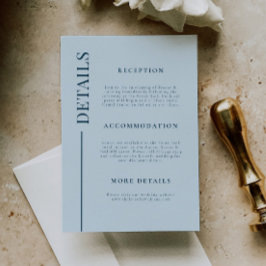 Clean Line Marine Blauw Bruiloft Details Informatiekaartje