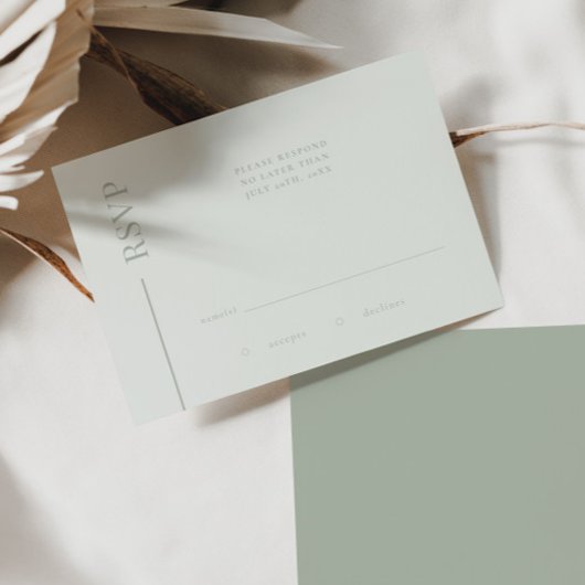 Clean Line Sage Groen Minimalistisch Bruiloft RSVP