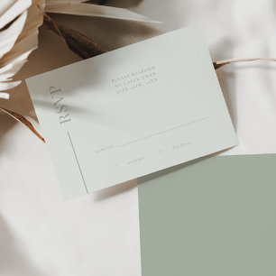 Clean Line Sage Groen Minimalistisch Bruiloft RSVP Kaartje