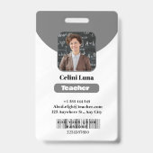 Clean Lines & Class: Minimalistisch grijs leraar I Badge (Voorkant)