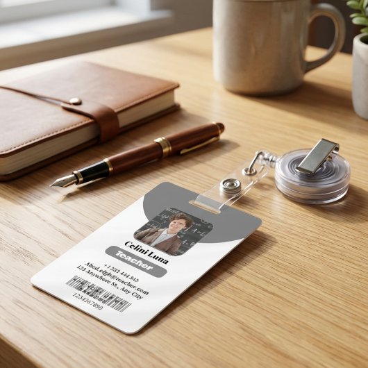 Clean Lines & Class: Minimalistisch grijs leraar I Badge