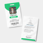 Clean Lines & Class: Minimalistische Green Teacher Badge (Voor- en achterkant)