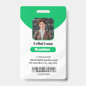 Clean Lines & Class: Minimalistische Green Teacher Badge (Voorkant)