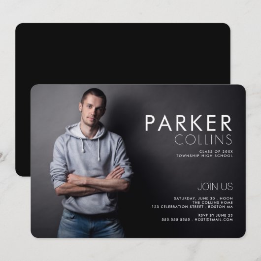 Clean Lines Modern Fotogradatie Party Kaart (Voorkant / Achterkant)