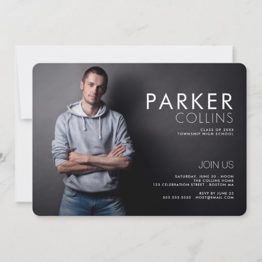 Clean Lines Modern Fotogradatie Party Kaart (Voorkant)