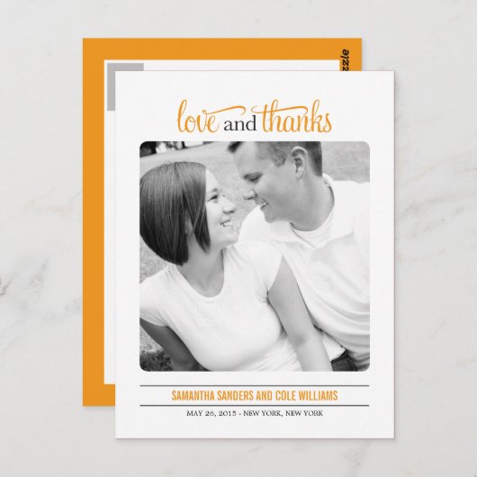 Clean Look Wedding Dank je wel kaart (Voorkant / Achterkant)