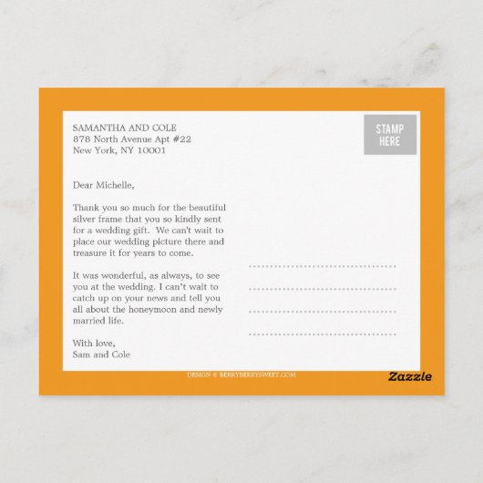 Clean Look Wedding Dank je wel kaart (Achterkant)