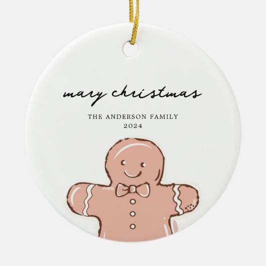 Clean Merry Christmas Ginger Bread Man Keramisch Ornament (Voorkant)