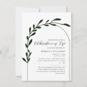 Clean Minimal Arch Celebration of Life Invitation Kaart (Voorkant)