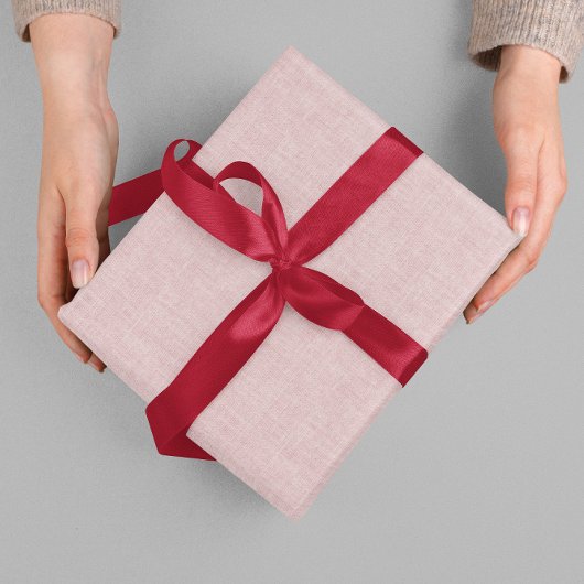 Clean Minimal Beige Linen Mimic Fabric Effect Pink Cadeaupapier