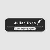 Clean Minimal Black and White Quill Icon Notaris Naamplaatje (Voorkant)