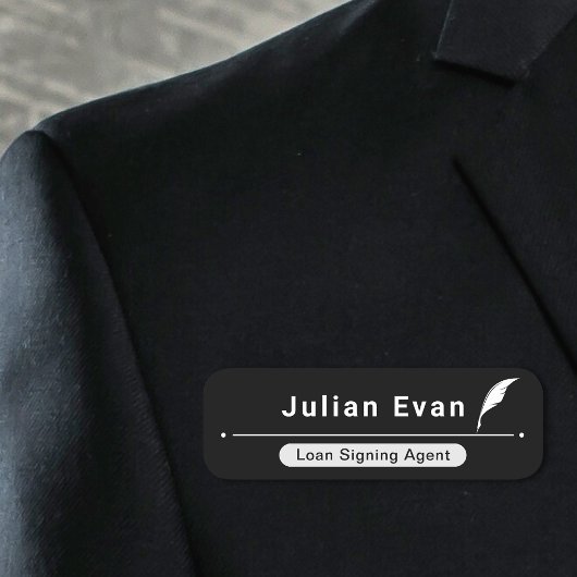 Clean Minimal Black and White Quill Icon Notaris Naamplaatje