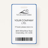 Clean Minimal Blue Corporate Employee Photo ID Badge (Achterkant)