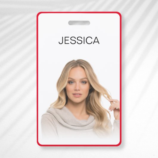 Clean Minimal Red Corporate Employee Photo ID Badge