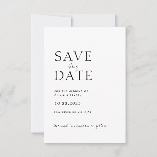Clean Minimal Script Photo Wedding Save the Date (Voorkant)