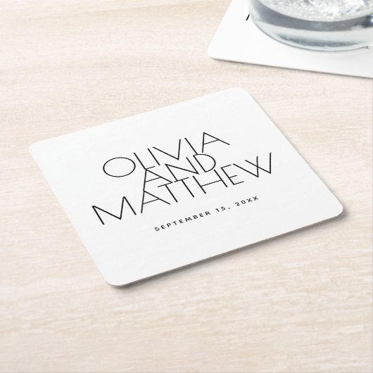 Clean Minimal Wedding | Elegant Simple Typography Kartonnen Onderzetters (Schuin)