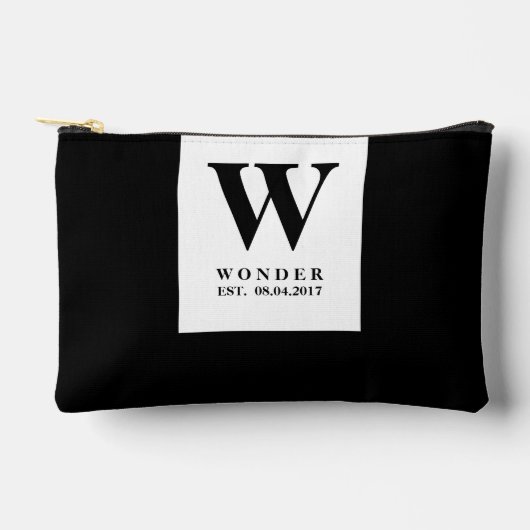 Clean Minimalist Monogram | Black Newlywed Wedding Etui (Voorkant)