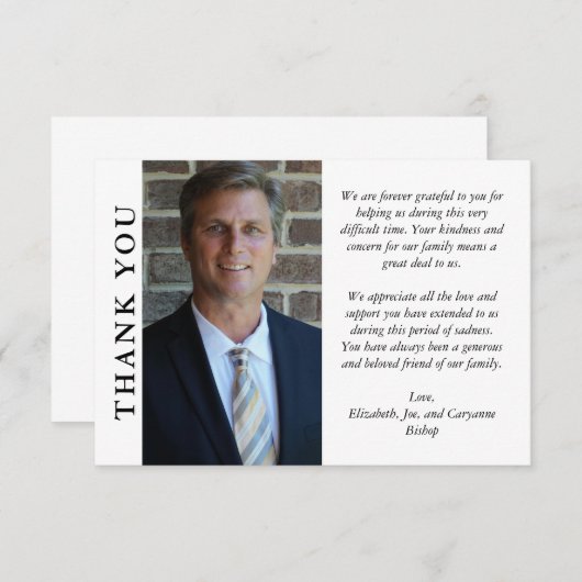 Clean Minimalist Photo Funeral Sympathy Bedankkaart (Voorkant / Achterkant)