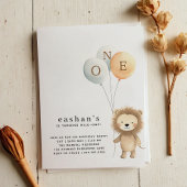 Clean Minimalist Schattige Little Lion 1e verjaard Kaart
