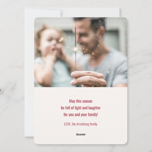 Clean Minimalist Script Familie Foto Kerstmis Feestdagenkaart (Achterkant)