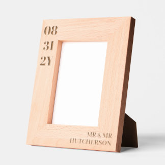 Clean Minimalist Wedding Date Mr & Mr Achternaam Gegraveerde Lijstjes