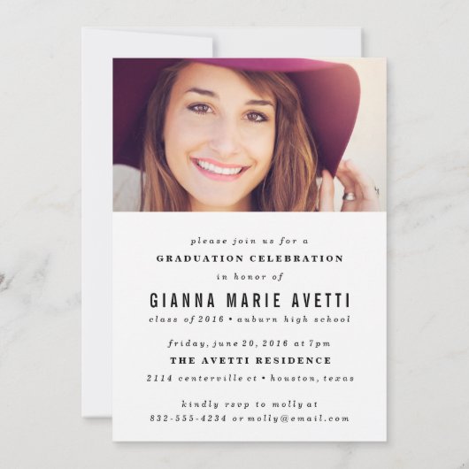 Clean & Modern 2 Photo Afstuderen Invitation Kaart (Achterkant)