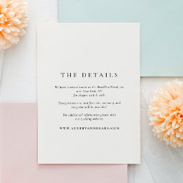 Clean Modern Black and White Wedding Details Informatiekaartje