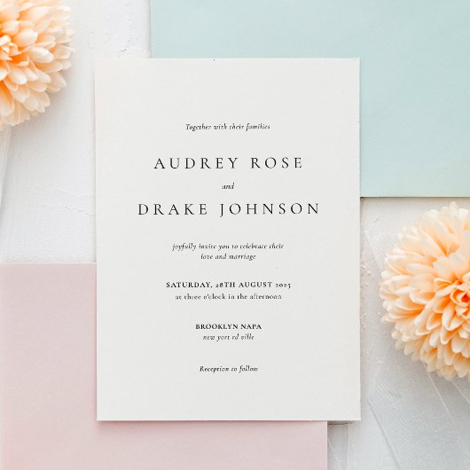 Clean Modern Black and White Wedding Kaart